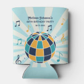 レトログルービーウェーブディスコボールミュージカルブルー誕生日 缶クーラー (裏面)