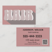 レトログルービーシックヘアサロン&QRコード 名刺 (正面/裏面)