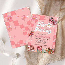 レトログルービーデイジーフラワー2グルービー2歳の誕生日 招待状