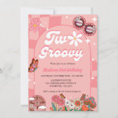 レトログルービーデイジーフラワー2グルービー2歳の誕生日 招待状 (正面)