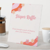 レトログルービーデイジーベビーシャワーおむつラッフル 台座サイン (インサイチュ)