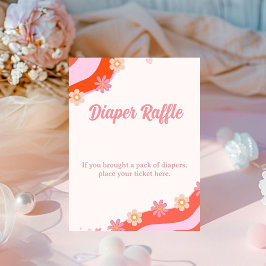 レトログルービーデイジーベビーシャワーおむつラッフル 台座サイン
