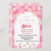 レトログルービーデイジーボホツイン1歳 招待状 (正面/裏面)