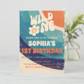 レトログルービーデイジーワイルドワン1歳の誕生日ガール 招待状 (スタンド正面)