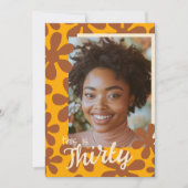 レトログルービーフラワー写真テンプレート三十誕生日 招待状 (正面)