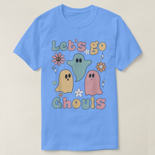 レトログルービーフローラレッツゴーグルス幽霊ハロウィーン Tシャツ (デザイン正面)