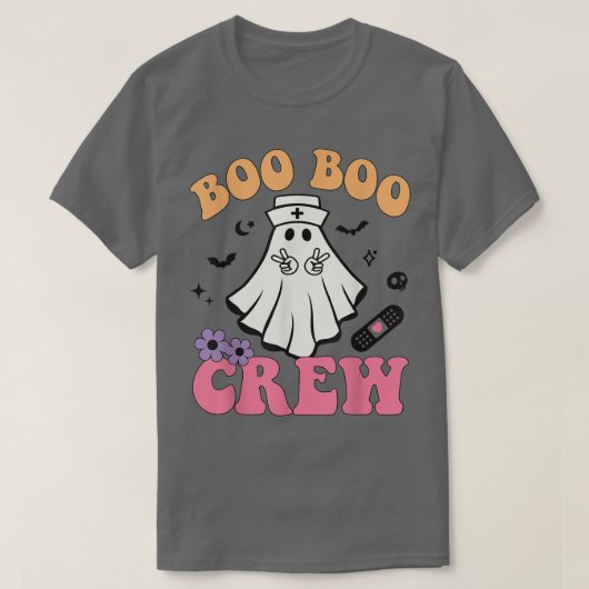 レトログルービーブークルーハロウィーンフローラ幽霊B Tシャツ (デザイン正面)