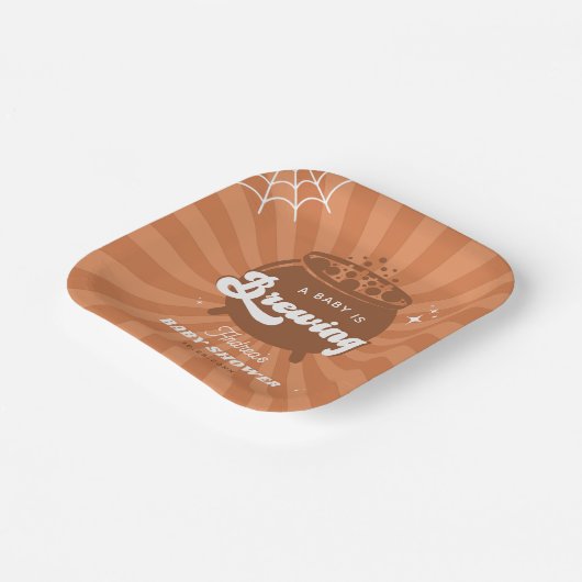 レトログルービーベビーはハロウィーンベビーシャワーを醸造している ペーパープレート (傾斜あり)