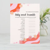 レトログルービーベビースクランブルワードベビーシャワーゲーム カード (スタンド正面)