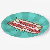 レトログルービーメリークリスマス文字 ペーパープレート (アングル)