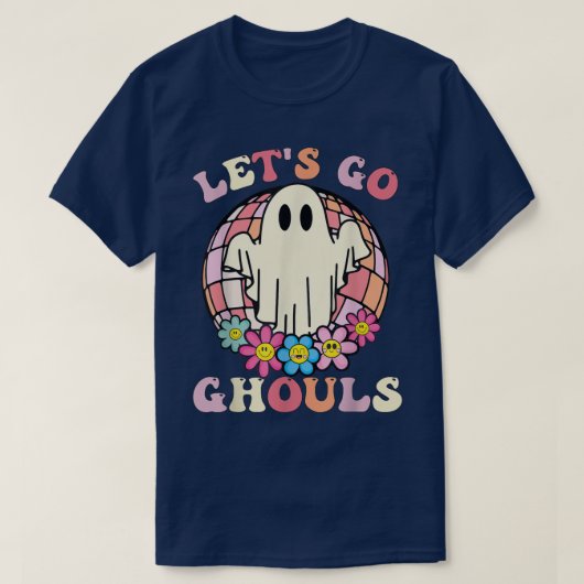 レトログルービーレッツゴーグルハロウィーン幽霊コスク Tシャツ (デザイン正面)