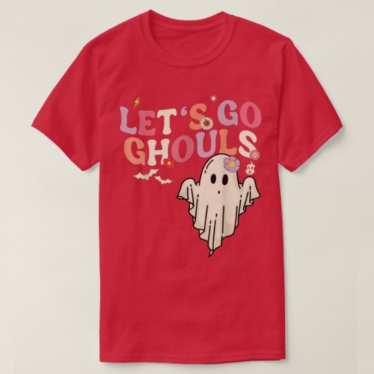 レトログルービーレッツゴーグルハロウィーン幽霊 おもしろい Tシャツ (デザイン正面)