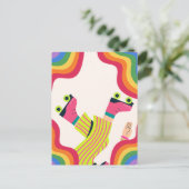 レトログルービーローラースケートのカラーおもしろい ポストカード (スタンド正面)