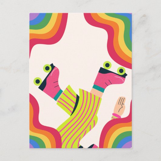 レトログルービーローラースケートのカラーおもしろい ポストカード (正面)