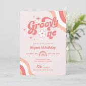 レトログルービーワンウェーブガール1st誕生日招待状 招待状 (スタンド正面)