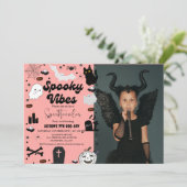 レトログルービー幽霊ハロウィン不気味ビベス誕生日 招待状 (スタンド正面)