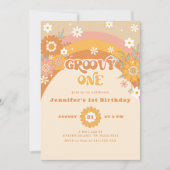 レトログルービー男女兼用1歳 招待状 (正面)