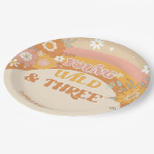 レトログルービー若い野生と3歳の誕生日 ペーパープレート (アングル)