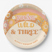 レトログルービー若い野生と3歳の誕生日 ペーパープレート (正面)