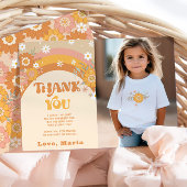 レトログルービー誕生日の写真サンキューカード 招待状