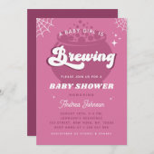 レトログルービー赤ちゃん女の子は赤ちゃんシャワーを醸造している 招待状 (正面/裏面)
