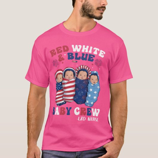 レトログルービー赤白青ベビークルーL&Dナース4t Tシャツ (正面)