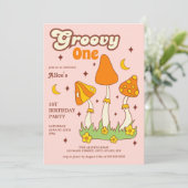 レトログルービー魔法ヒッピー茸1st誕生日 招待状 (スタンド正面)