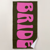 レトログルービー70sホットピンクグリーンブライ結婚ドズ ビーチタオル (正面)