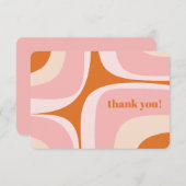 レトログルーブピンクとオレンジの抽象芸術パターン サンキューカード (正面/裏面)