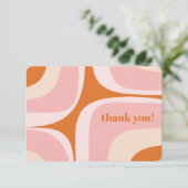 レトログルーブピンクとオレンジの抽象芸術パターン サンキューカード (スタンド正面)