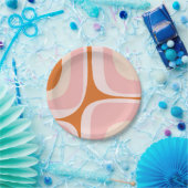 レトログルーブピンクとオレンジの抽象芸術パターン ペーパープレート (パーティー)