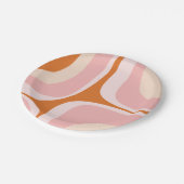 レトログルーブピンクとオレンジの抽象芸術パターン ペーパープレート (アングル)