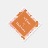 レトログルーブモダンミニマリストピンクとオレンジ スタンダードカクテルナプキン (角)