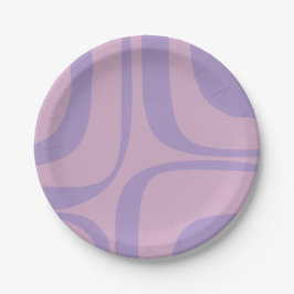レトログルーブ抽象芸術パープルラベンダー薄紫 ペーパープレート
