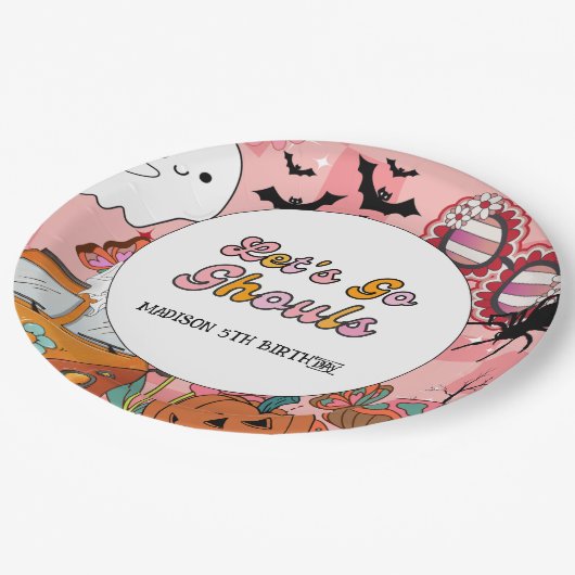 レトログルーレッツゴーウルハロウィン誕生日 ペーパープレート (アングル)