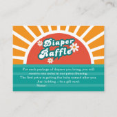 レトログルーヴィおむつラッフルカード日当たりの良いベビーシャワー エンクロージャーカード (正面)