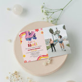 レトログルーヴィアイススケートで滑るツイン誕生日レッツ 案内状