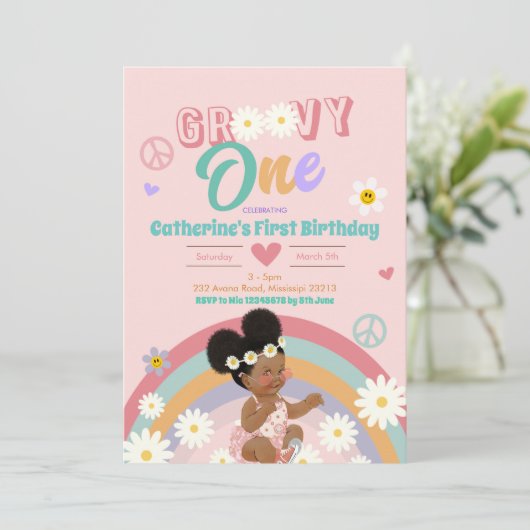 レトログルーヴィアフロガールワンファースト誕生日 招待状 (スタンド正面)