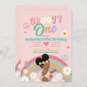 レトログルーヴィアフロガールワンファースト誕生日 招待状 (正面/裏面)