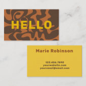 レトログルーヴィアートハローマスタードイエローブラウンタン 名刺 (正面/裏面)