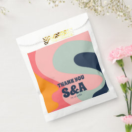 レトログルーヴィウェーブズパステルピンクブルーシック結婚ズ フェイバーバッグ