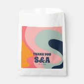 レトログルーヴィウェーブズパステルピンクブルーシック結婚ズ フェイバーバッグ (正面)