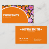 レトログルーヴィオレンカラフルジフローラボーユニークホ 名刺 (正面/裏面)