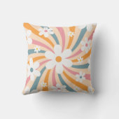 レトログルーヴィカラフルサンシャインデイジーフローラヒッピー クッション (裏面)