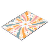 レトログルーヴィカラフルサンシャインデイジーフローラヒッピー ノートブック (左側)