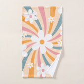 レトログルーヴィカラフルサンシャインデイジーフローラヒッピー バスタオルセット (ハンドタオル)