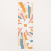 レトログルーヴィカラフルサンシャインデイジーフローラヒッピー ヨガマット (正面)