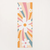 レトログルーヴィカラフルサンシャインデイジーフローラヒッピー ヨガマット (裏面)