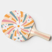レトログルーヴィカラフルサンシャインデイジーフローラヒッピー 卓球ラケット (横)
