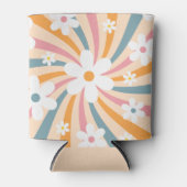 レトログルーヴィカラフルサンシャインデイジーフローラヒッピー 缶クーラー (正面)